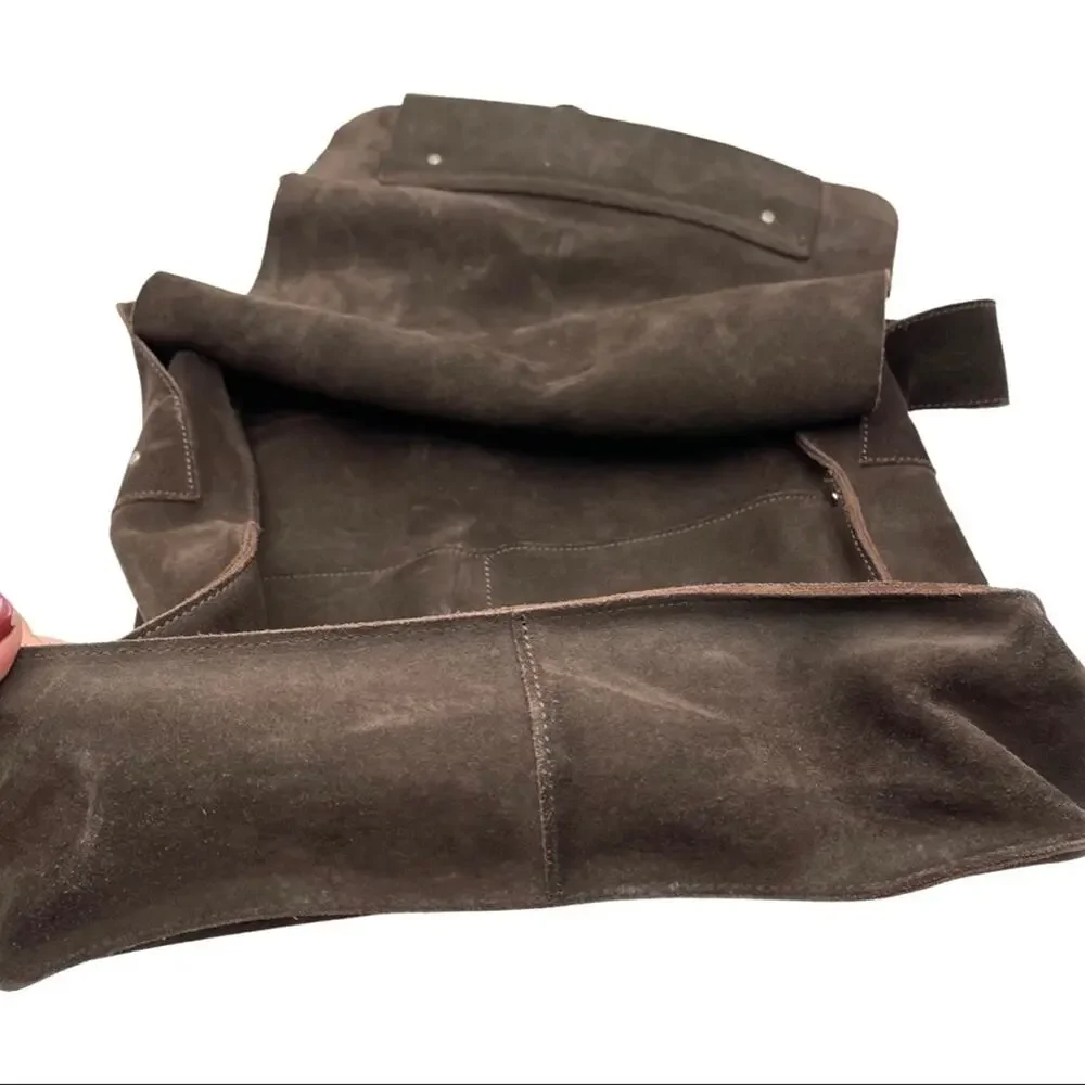 UNBRANDED GENUINE SUEDE LEATHER MESSENGER CROSSBODY BROWN BAG GREAT QUALITY